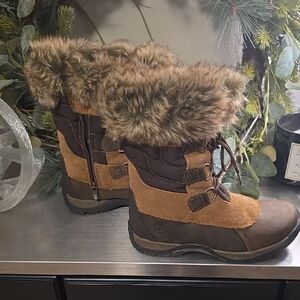 Timberland Brown and Tan Fur-Trimmed Winter Boots